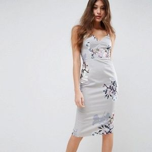 ASOS Grey Floral Midi Dress